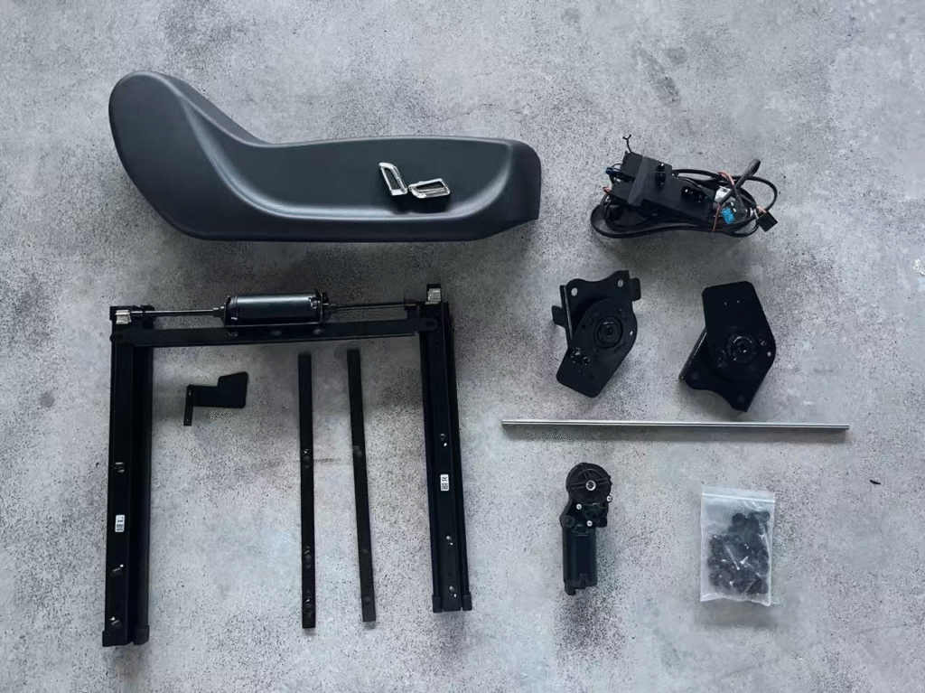 Conversion kit to upgrade manual seats to electric seats.